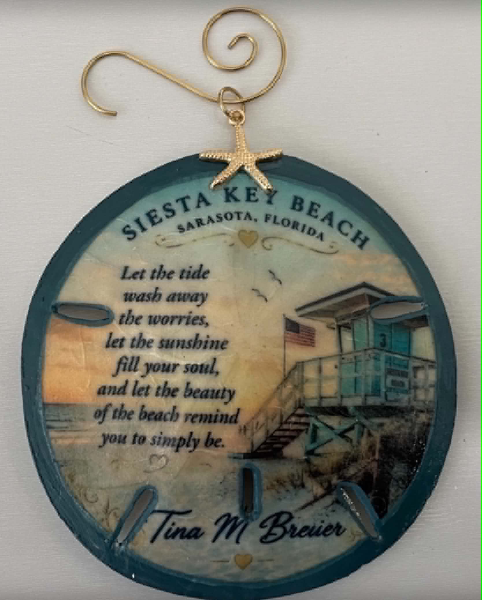Siesta Key Beach Florida Sand Dollar Ornament Set of Three