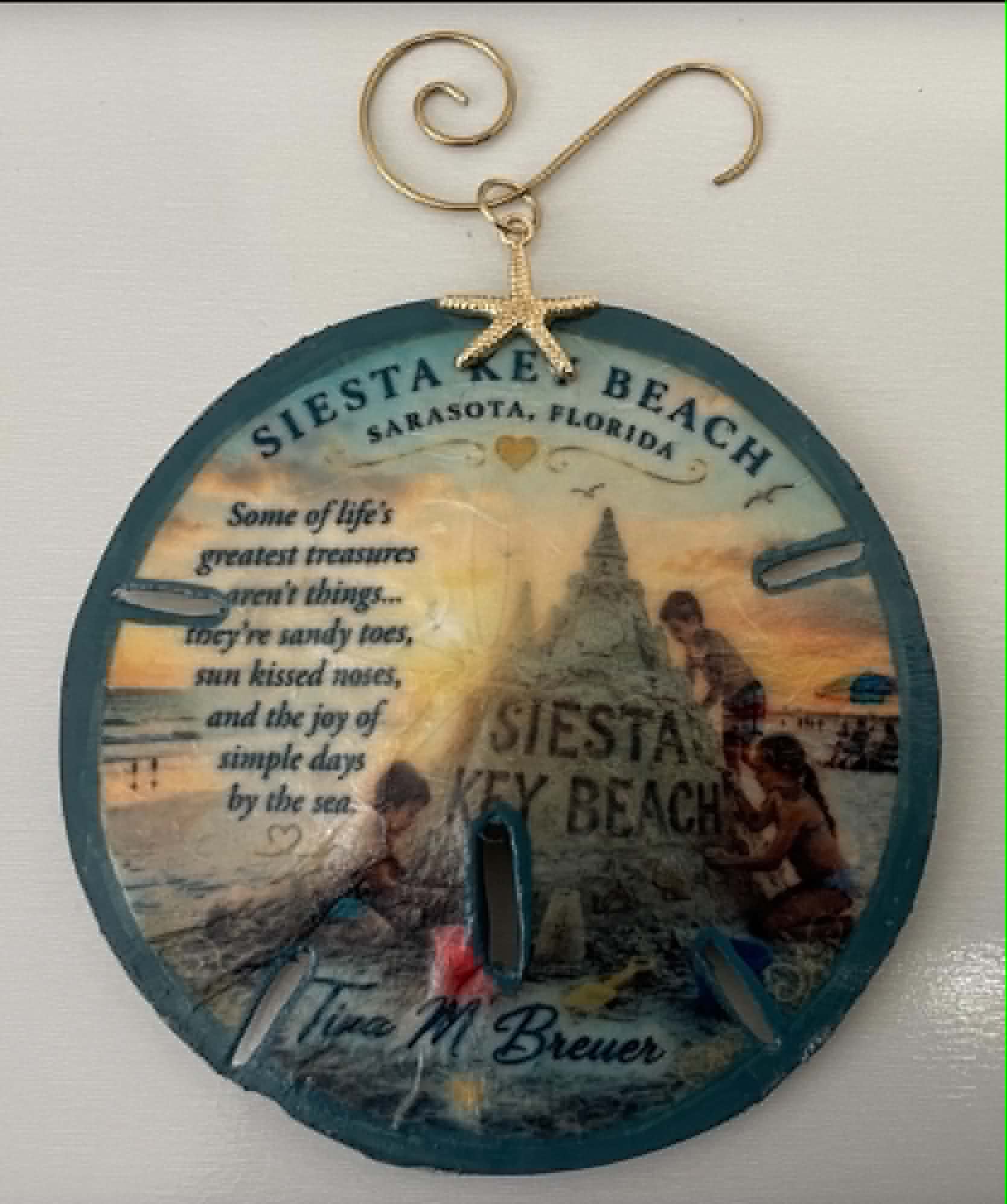 Siesta Key Beach Florida Sand Dollar Ornament Set of Three