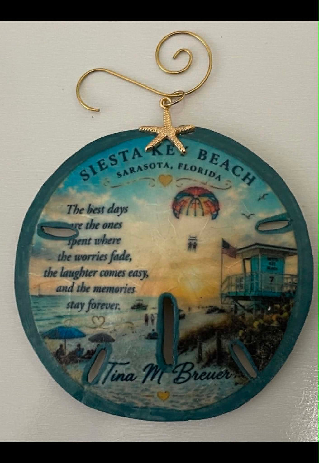 Siesta Key Beach Florida Sand Dollar Ornament Set of Three