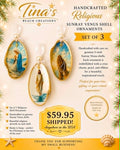 Handcrafted Religious Sunray Venus Shell Ornament Set – Set of 3
