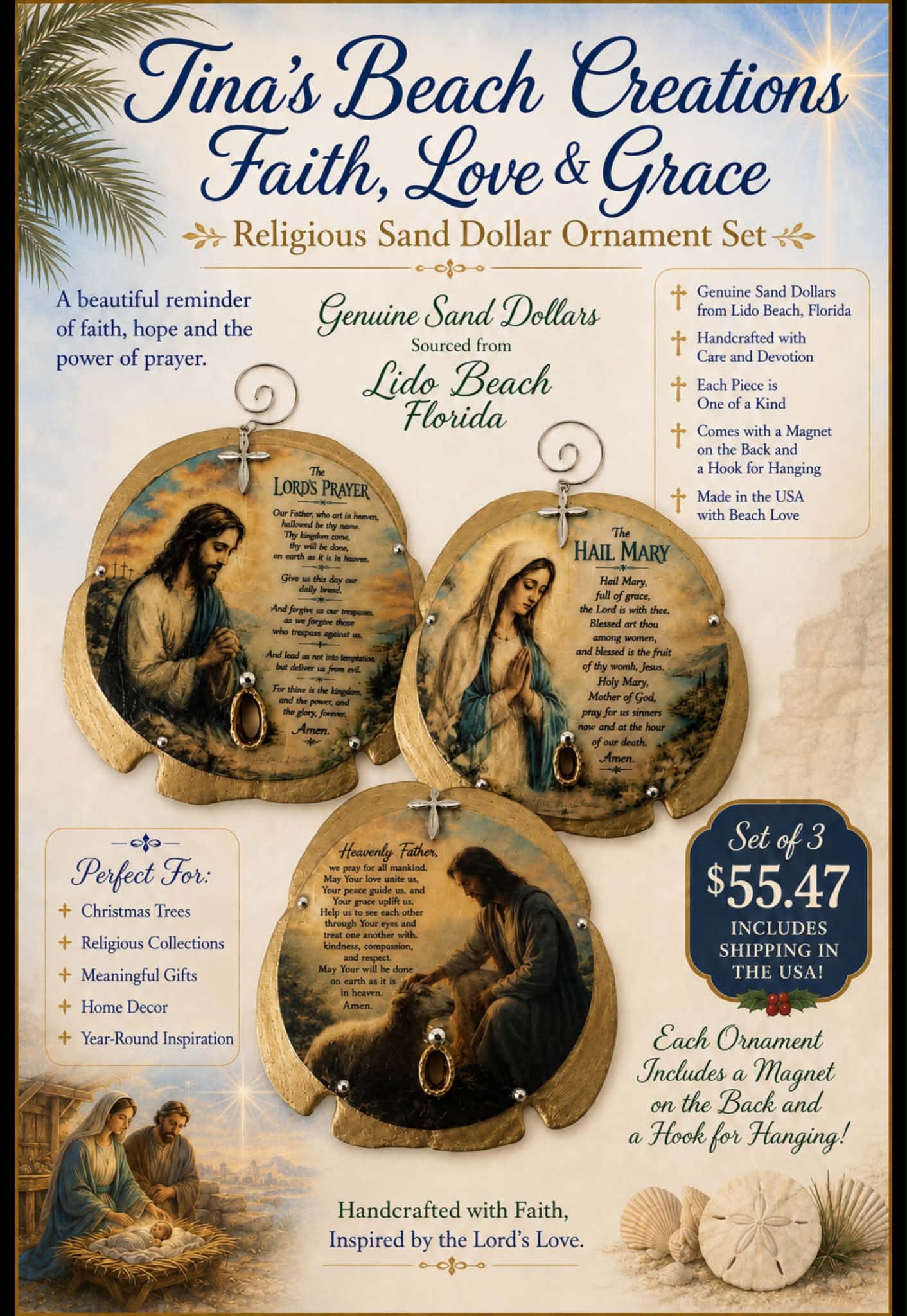 Religious Sand Dollar Set of Three